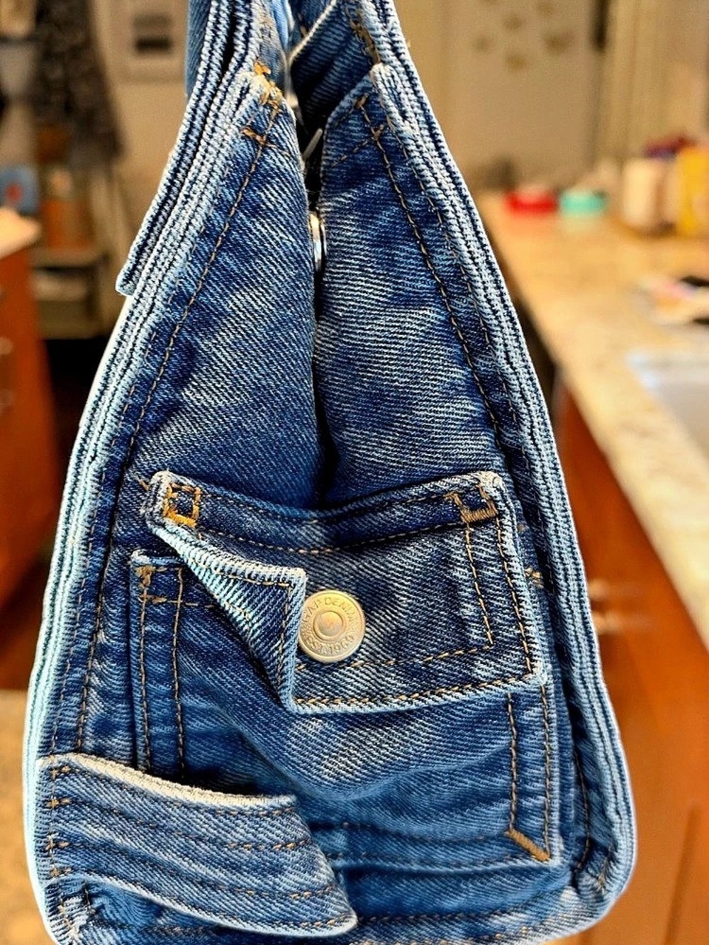 GAP Small Denim Five Pocket Tote Blue - Picture 5 of 5
